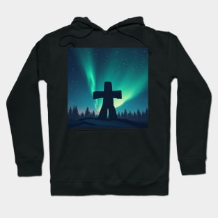 Northern Lights Inukshuk – Inuit Heritage Canada Hoodie